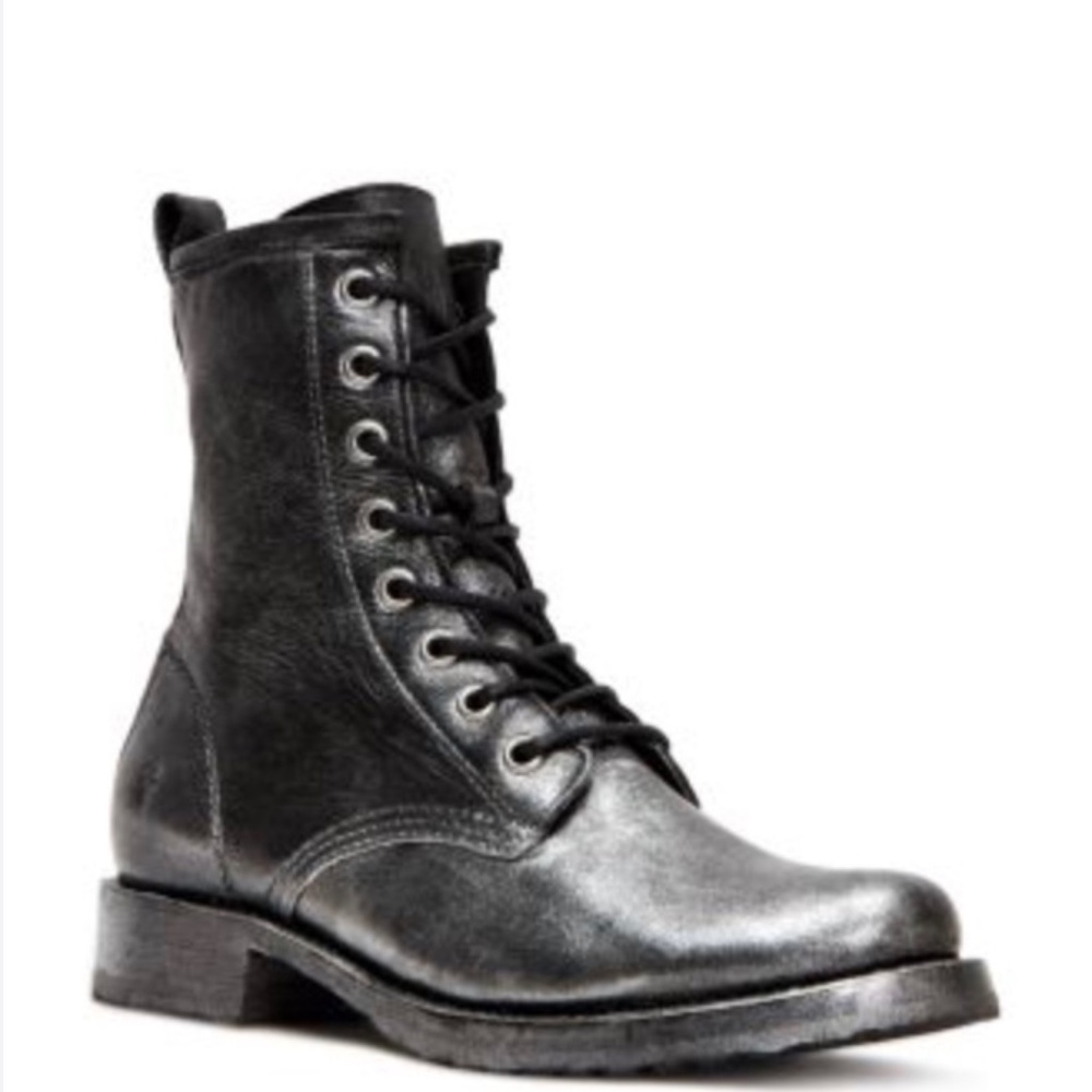 Frye Leather Combat Boot Women's Veronica Metallic  NEW| 7